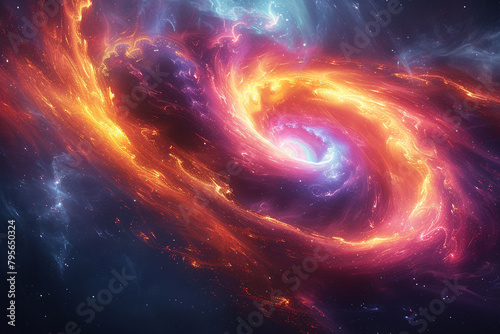 A swirling vortex of neon colors against a dark background  reminiscent of a digital galaxy.