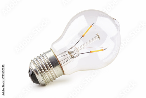 Clear Incandescent Light Bulb Against White Background photo