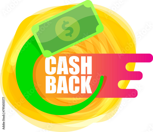 vector cash back icon with dollar isolated on white transparent background. cashback and money bonus refund label or logo