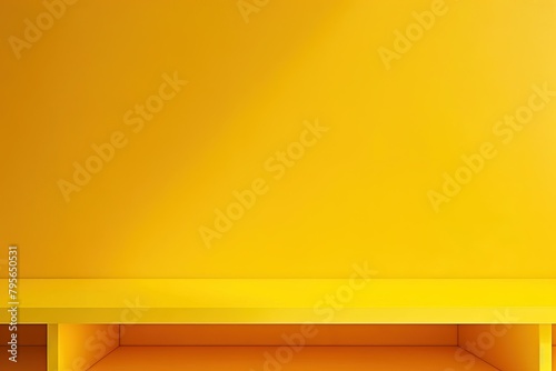elegant,Empty vivid yellow color studio table room background ,product display with copy space for display of content design.Banner for advertise product on website