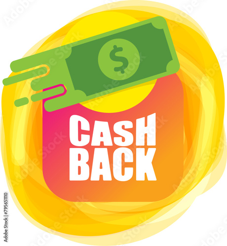 vector cash back icon with dollar isolated on white transparent background. cashback and money bonus refund label or logo