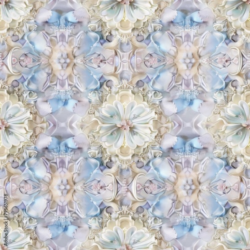 Elegant Floral Kaleidoscope Pattern in Pastel Tones