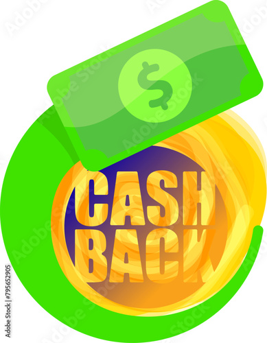 vector cash back icon with dollar isolated on white transparent background. cashback and money bonus refund label or logo