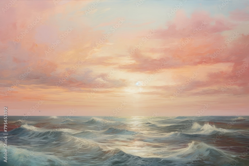 The sunset and the sea painting backgrounds landscape.