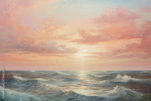 The sunset and the sea painting backgrounds landscape.