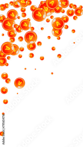 Vitamin A round capsules scattered randomly.