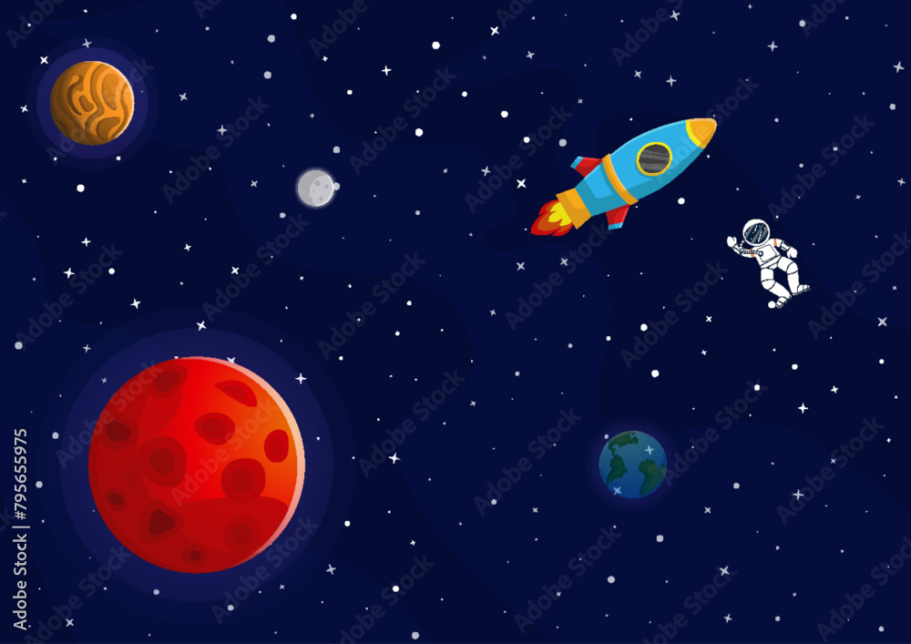Space cartoon background. Cute design for landing Space cartoon background. Cute design for landing