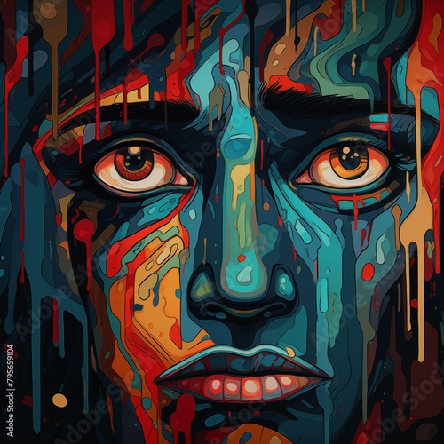 Abstract Colorful Illustration of Sadness
