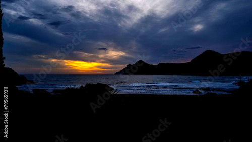 Ocean, sky and mountain