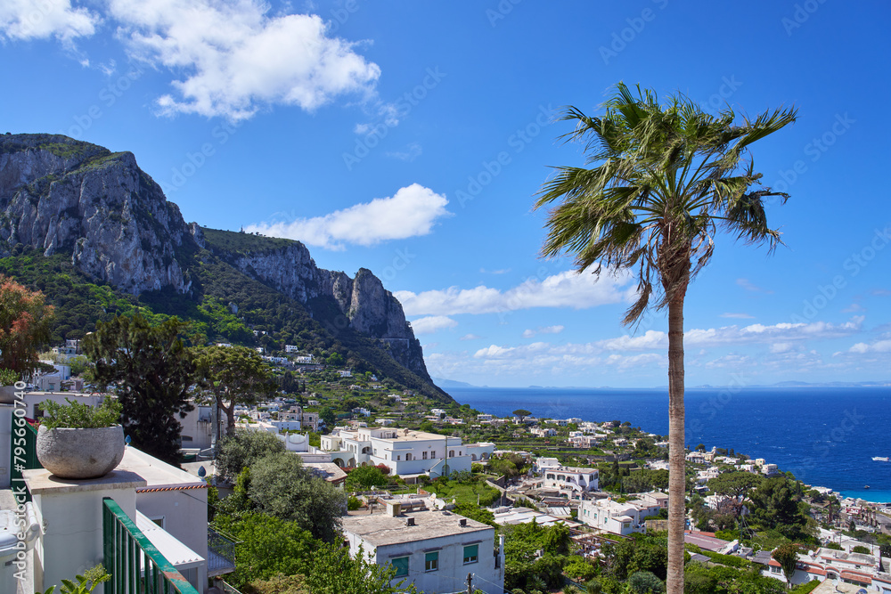 Panoramic view of Capri in the spring, Italy