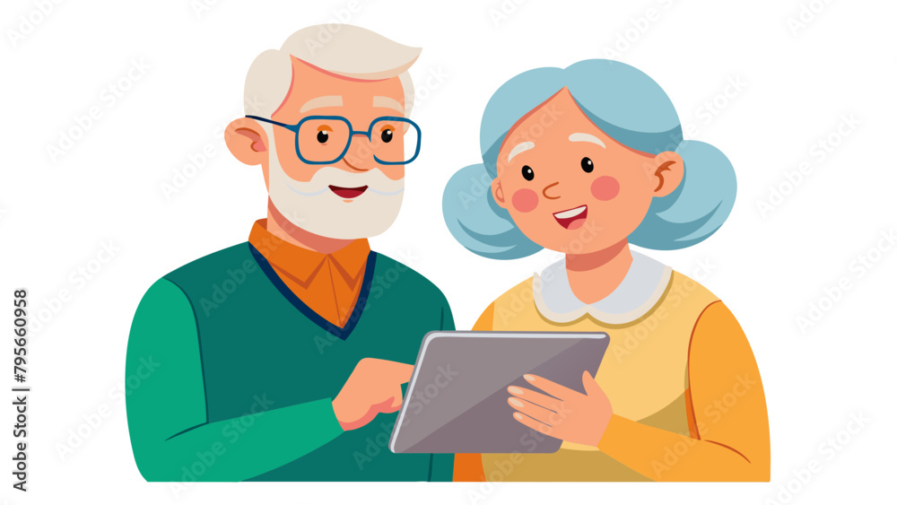 woman couple senior man happy internet love tablet together mature active elderly retirement computer technology online using caucasian home adult family romance, simplistic flat vector illustration woman couple senior man happy internet love tablet together mature active elderly retirement computer technology online using caucasian home adult family romance, simplistic flat vector illustration
