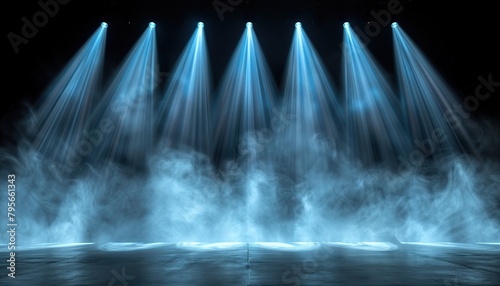 Modern dance stage light background with spotlight illuminated for modern dance production stage. Empty stage with dynamic color washes. Stage lighting art design. 