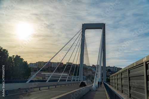 Modern bridge with iron stays, in Alcoy, Alicante (Spain). photo