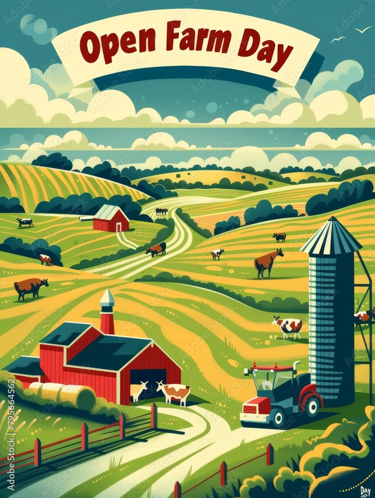 Fototapeta premium illustration with text to commemorate Open Farm Day