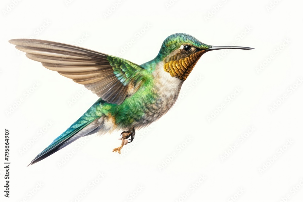 Fototapeta premium Hummingbird animal white background wildlife.