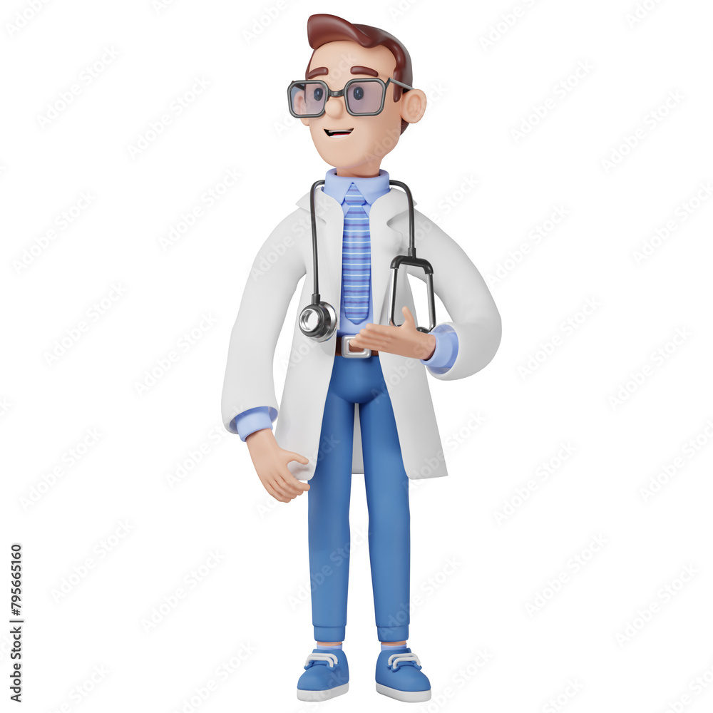 Doctor is pointing with the hand. 3d Illustration Doctor is pointing with the hand. 3d Illustration