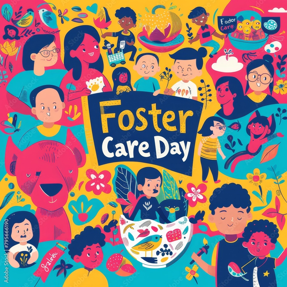 Obraz premium illustration with text to commemorate Foster Care Day