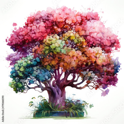 Watercolor Topiary Tree Illustration  Generative Ai