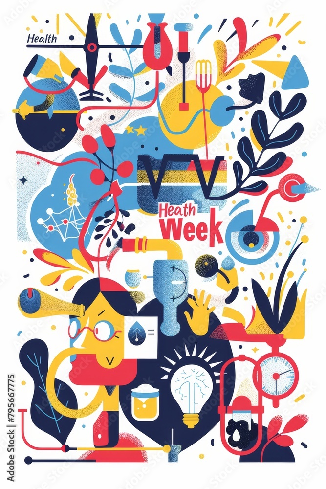 illustration with text to commemorate Health Week
