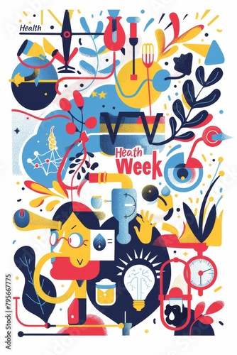 illustration with text to commemorate Health Week