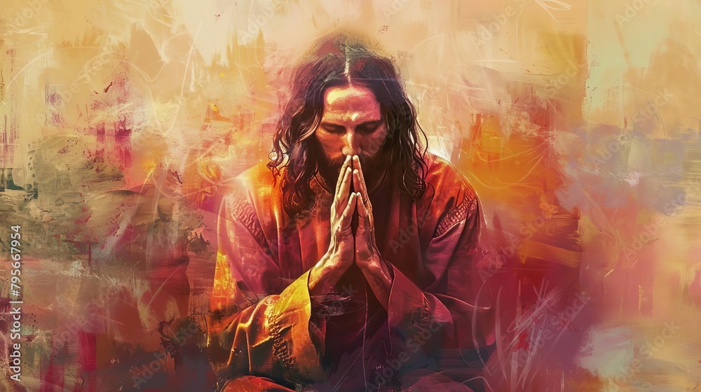 serene portrait of jesus christ in prayer religious devotional art digital painting serene portrait of jesus christ in prayer religious devotional art digital painting