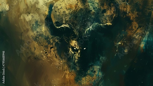 surreal and abstract horror portrait of baphomet devil creature dark fantasy concept art