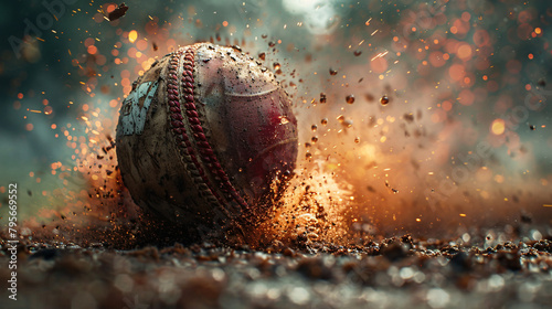 Cricket ball knocks the bails of the studio photo