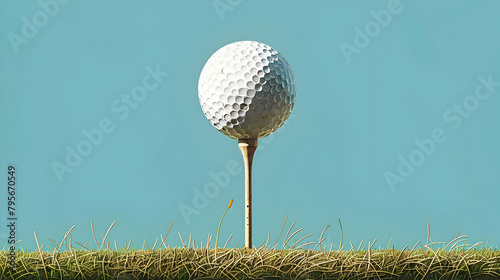 A minimalist drawing of a single minimalist golf ball on a tee