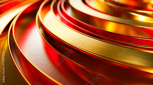 A close up of a red and gold spiral. photo