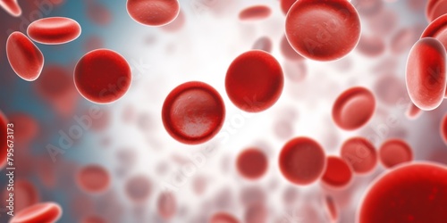 Blood cells wave on white background, leukocytes, erythrocytes, bloodstream. High quality photo.