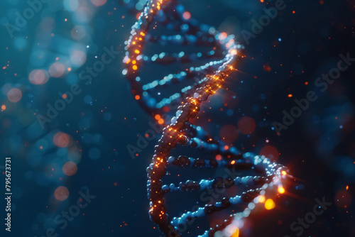 Neon Lit DNA Helix in Close-up Scientific Discovery