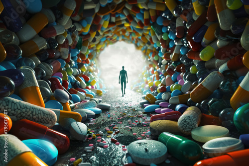 Path Through Pill Maze to Recovery Light