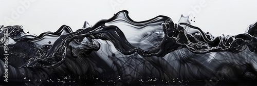 A wave of deep onyx black paint washes over the canvas, its clarity creating a sense of mystery