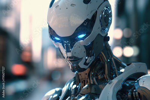 Humanoid Robot Portraying Threat to Humanity, AI Menace Concept