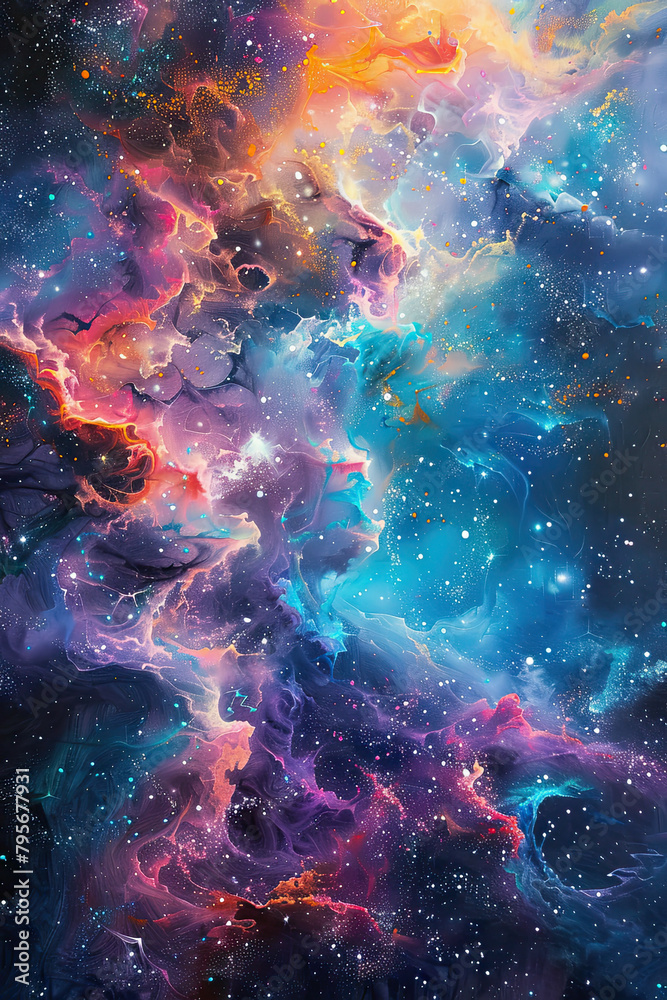 Galactic Overture An Oil Painting of Cosmic Splendor