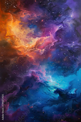 Galactic Overture An Oil Painting of Cosmic Splendor © Pixel