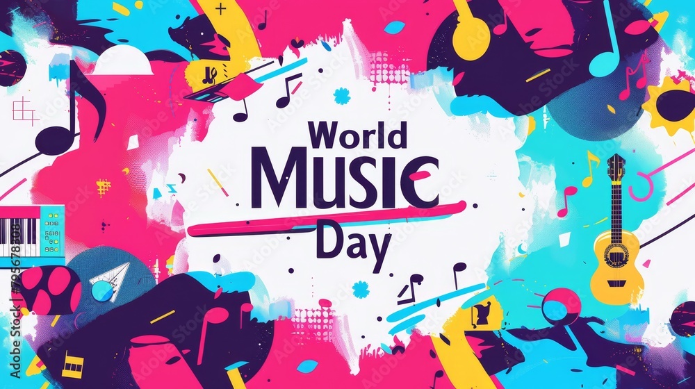 illustration with text to commemorate World Music Day illustration with text to commemorate World Music Day
