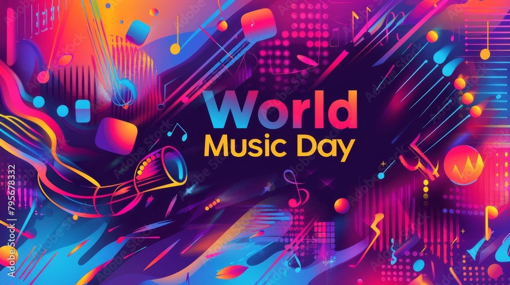illustration with text to commemorate World Music Day illustration with text to commemorate World Music Day