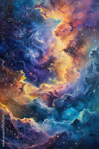 Galactic Overture An Oil Painting of Cosmic Splendor © Pixel