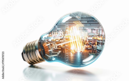 Transparent Light Bulb Overlay with Scientific Laboratory Equipment, White Background - Creative Science, Experimental Research, Advanced Technology.