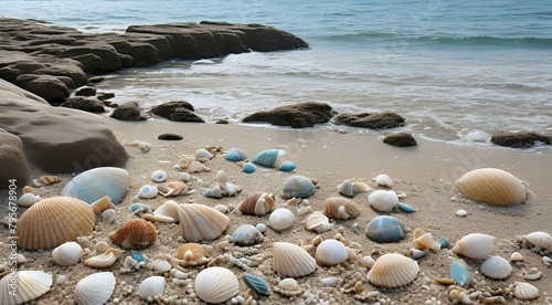 shells on the beach holiday background