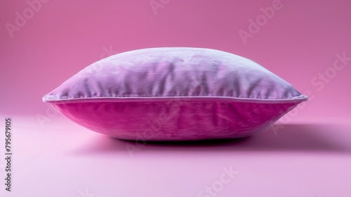   A pink surface holds a pink pillow topped with a white one, placed on its side © Nadia