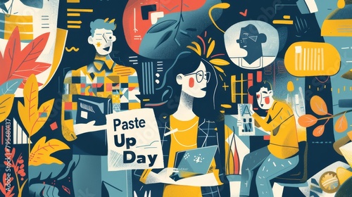 illustration with text to commemorate Paste Up Day