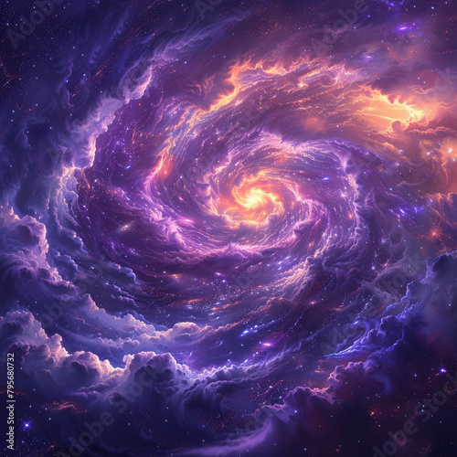 Purple Spiral Cosmos Starry Sky Abstractions