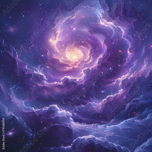 Purple Spiral Cosmos Starry Sky Abstractions