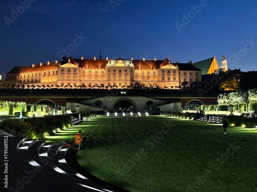  The Royal Castle and Old Town in Warsaw during sunset.