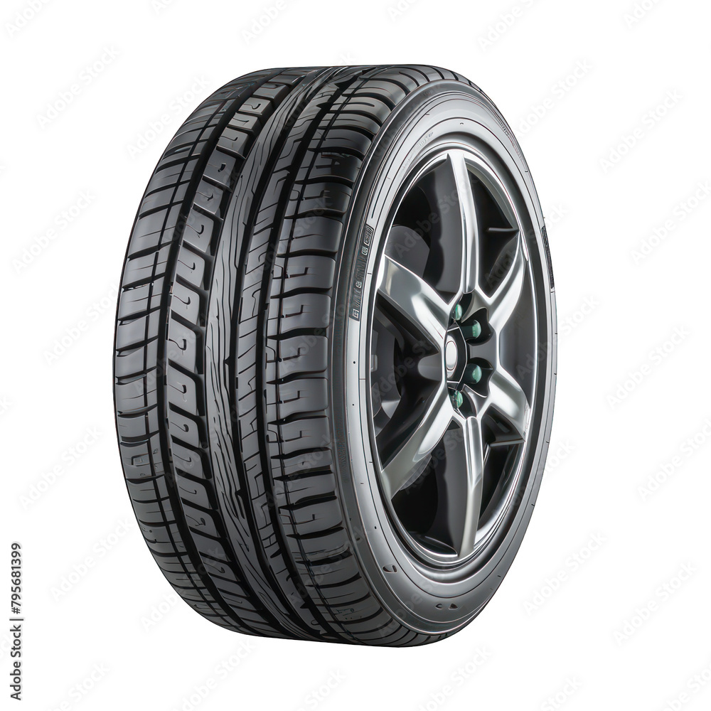Tires with magnesium rims isolated on transparent or white background Tires with magnesium rims isolated on transparent or white background