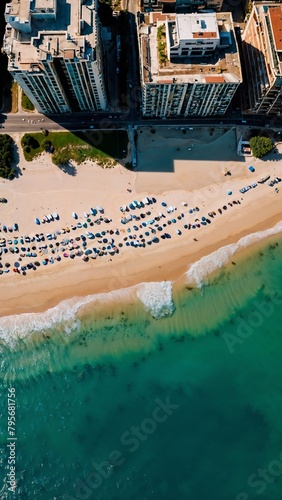 A beach in Spain with many umbrellas and chairs.