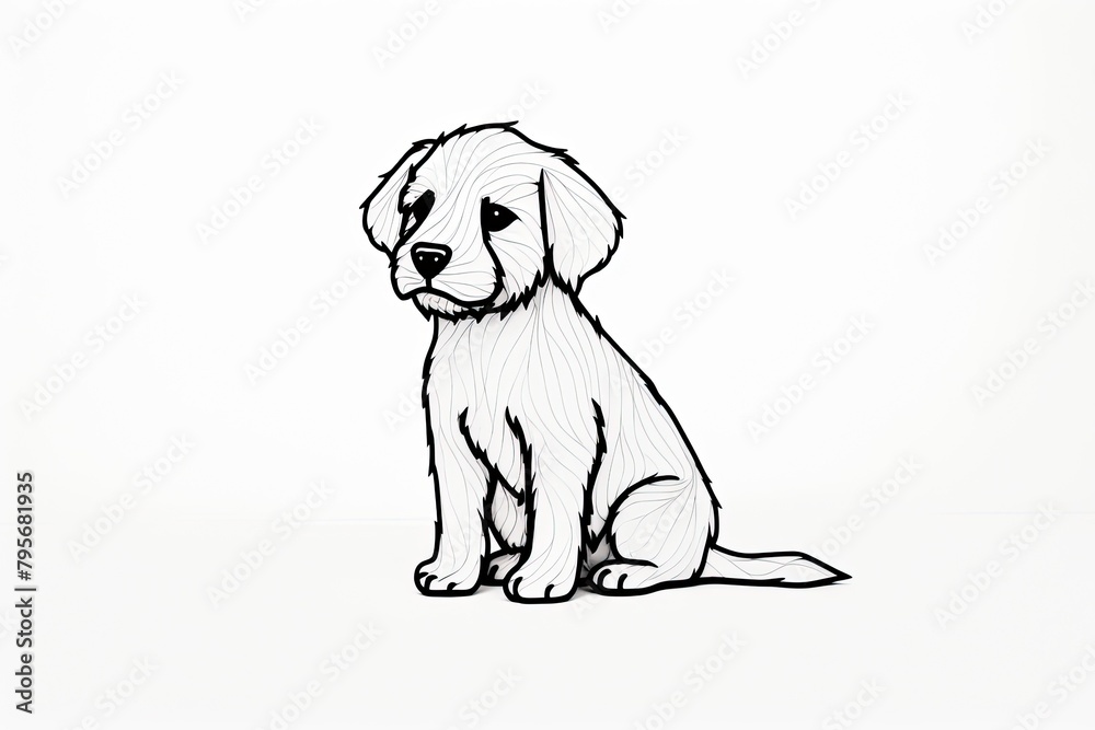 A coloring image of a cute dog with shiny eyes, soft fur, and a cheerful expression, ready to be filled with vibrant colors. A coloring image of a cute dog with shiny eyes, soft fur, and a cheerful expression, ready to be filled with vibrant colors.