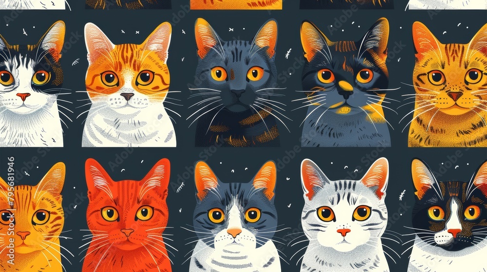 Obraz premium Seamless Kitty Cat Pattern.